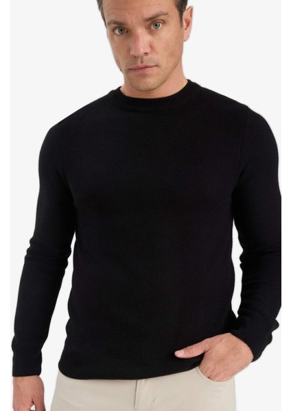 Standart Fit Bisiklet Yaka Basic Dokulu Triko Kazak F1777AX25AU