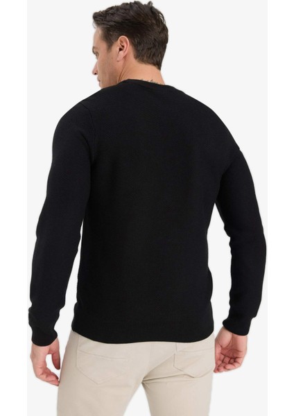 Standart Fit Bisiklet Yaka Basic Dokulu Triko Kazak F1777AX25AU indirimleri