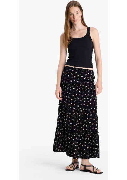 Çiçek Desenli Yüksek Bel Pamuk Astarlı Maxi Etek F9460AX25HS fiyatları