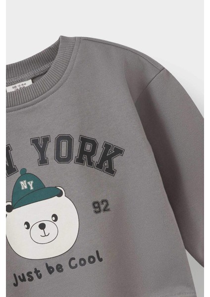 Erkek Bebek 2'li Takım Baskılı Sweatshirt Eşofman Altı E8994A525AU fırsatları