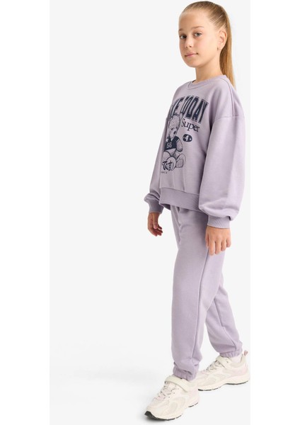 Kız Çocuk 2'li Takım Baskılı Sweatshirt Eşofman Altı E6416A825AU fırsatları