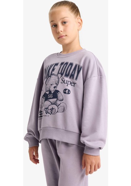 Kız Çocuk 2'li Takım Baskılı Sweatshirt Eşofman Altı E6416A825AU indirimleri