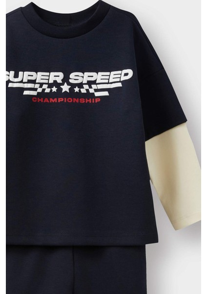 Erkek Bebek 2'li Takım Baskılı Sweatshirt Eşofman Altı G1561A525AU modelleri