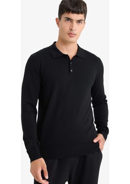 Standart Fit Polo Yaka Premium Düğmeli Triko Kazak D0454AX25AU