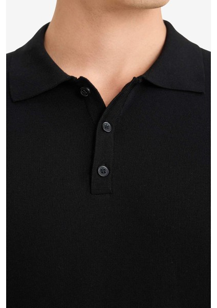 Standart Fit Polo Yaka Premium Düğmeli Triko Kazak D0454AX25AU indirimleri