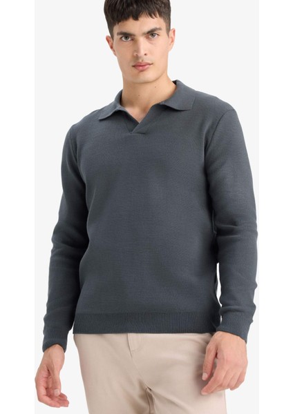 Standart Fit Polo Yaka Triko Kazak D4046AX25WN