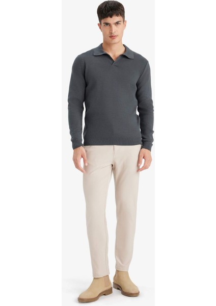 Standart Fit Polo Yaka Triko Kazak D4046AX25WN fiyatları