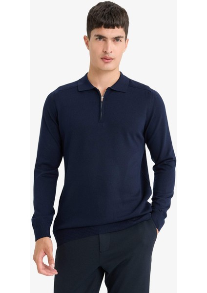 Standart Fit Polo Yaka Yarım Fermuarlı Premium Triko Kazak D0621AX25AU modelleri