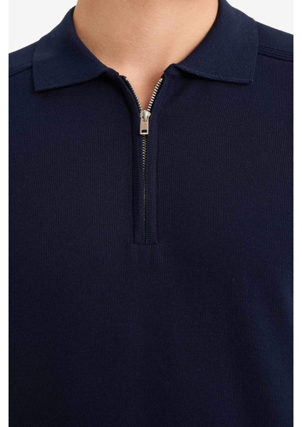 Standart Fit Polo Yaka Yarım Fermuarlı Premium Triko Kazak D0621AX25AU indirimleri