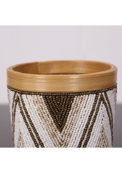 Mylamp Bali Boncuklu & Bambu Vazo 24X17,5 cm fırsatları