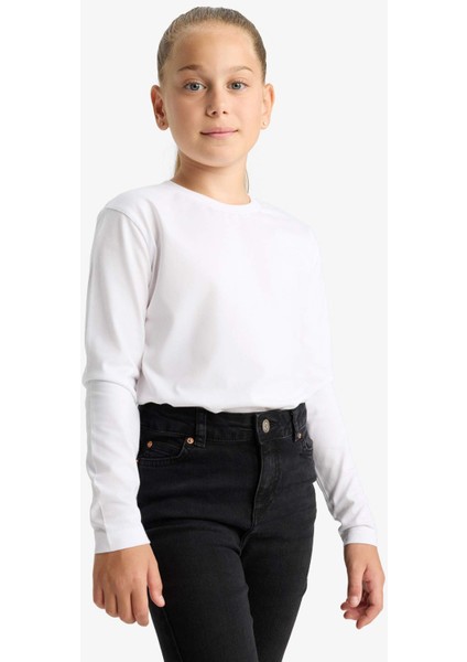 Kız Çocuk Bisiklet Yaka Uzun Kollu Okul Tişörtü U6810A625AU fırsatları