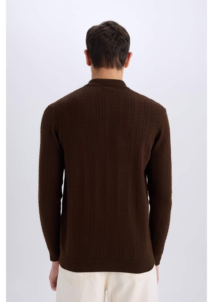 Standart Fit Polo Yaka Triko Kazak E6366AX24WN