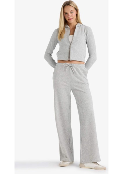 Straight Fit Beli Bağcıklı Basic Düz Geniş Paça Eşofman Altı D6667AX25AU