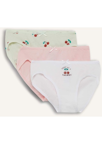 Kız Çocuk Meyve Desenli 3'lü Slip Külot F8583A825AU