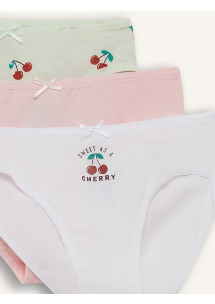 Kız Çocuk Meyve Desenli 3'lü Slip Külot F8583A825AU fırsatları