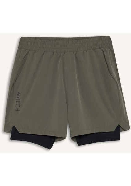 Fit Slim Fit Dar Kesim Bisiklet Yaka Çabuk Kuruyan Nefes Alabilen Esnek Kumaş Baskılı Sporcu Kısa Kollu Tişört E9318AX25AU