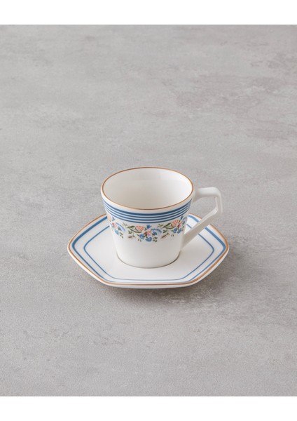 Velour Bone Porselen 12 Parça 6 Kişilik Kahve Fincan Takımı 80 ml Mavi Gold modelleri