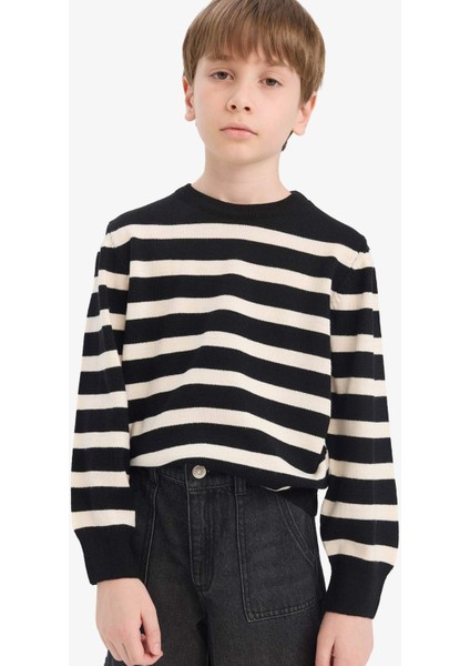 Erkek Çocuk Bisiklet Yaka Çizgili Triko Kazak F0960A825WN modelleri