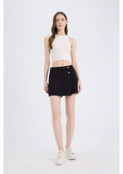 Yüksek Bel Jean Şort Etek modelleri