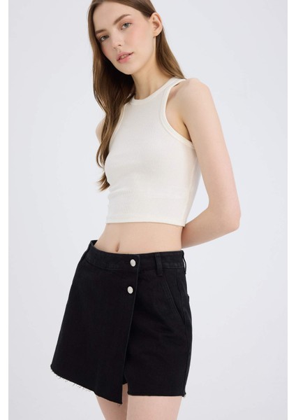 Yüksek Bel Jean Şort Etek indirimleri