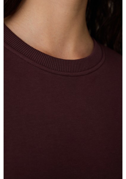 Kahverengi Bisiklet Yaka Oversize Spor Sweatshirt fırsatları