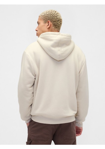 Erkek Krem Relaxed Gap Logo Sherpa Astarlı Fermuarlı Sweatshirt fırsatları