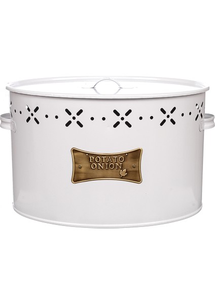 Metal Bölmeli Patates Soğan Kovası - Beyaz - 18 Lt