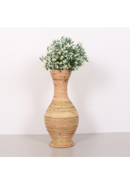 Mylamp Bingül Doğal Rattan Dekoratif Vazo 24X50 cm