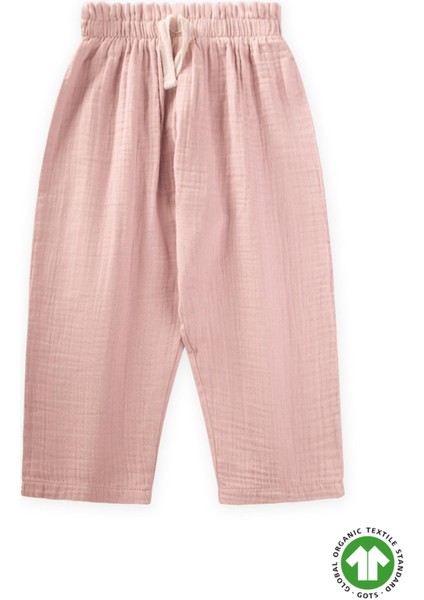 Organik Beli Fırfırlı Geniş Kesim Müslin Pantolon 1-8 Yaş Pudra Pembe fırsatları