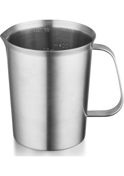 Kalıplı Paslanmaz Çelik Ölçüm Kabı ve Dudak, Oz ve ml Işaretli Metal Sürahi, 16 OZ/500ML, Sürahi (Yurt Dışından)