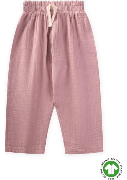 Organic Beli Fırfırlı Geniş Kesim Müslin Pantolon 1-8 Yaş Bakır fiyatları