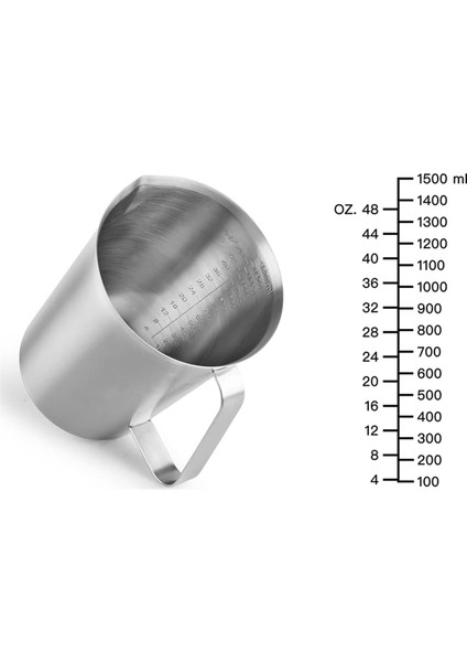 304 Kalıplı Paslanmaz Çelik Ölçüm Kupası ve Dudak Dudak, Oz ve ml Işaretli Metal Sürahi, 48OZ/1500 Ml- 6 Fincan) (Yurt Dışından) fiyatları
