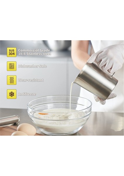 304 Kalıplı Paslanmaz Çelik Ölçüm Kupası ve Dudak Dudak, Oz ve ml Işaretli Metal Sürahi, 48OZ/1500 Ml- 6 Fincan) (Yurt Dışından) fırsatları