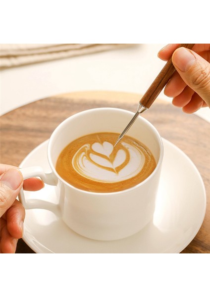 Kahve Sanat Kalemi, Kahve Süslü Sanat Iğnesi Barista Aracı, Ahşap Sapta Paslanmaz Dekorasyon Kahve Sanatı Iğnesi (Yurt Dışından) modelleri