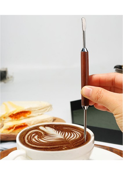 Kahve Sanat Kalemi, Kahve Süslü Sanat Iğnesi Barista Aracı, Ahşap Sapta Paslanmaz Dekorasyon Kahve Sanatı Iğnesi (Yurt Dışından) indirimleri