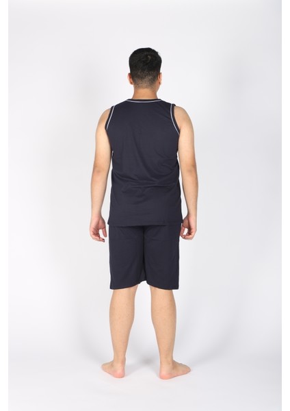 Erkek %100 Pamuk Penye Kolsuz T-Shirt ve Şort Takımı – Yazlık-Spor-Ev Rahatlığı-Günlük-Plaj–lacivert fiyatları