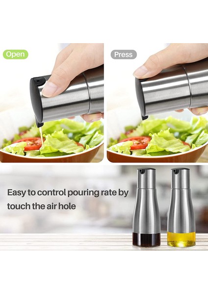 2pcs Zeytinyağı Şişesi Dispenser Seti, Yağ Dispenser Cruet Seti, Paslanmaz Çelik Zeytin Yağı Dispenser Zarif Cam Şişe (Yurt Dışından) fiyatları