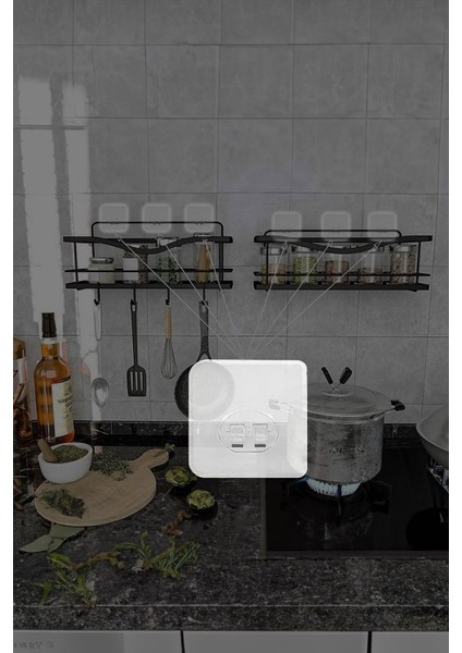 3 Adet 7X7CM Yedek Süper Güçlü Yapışkanlı Askı, 20KG Banyo - Mutfak Raf Tutucu Sticker, Delmesiz modelleri