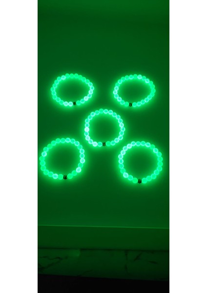 Fosforlu Kedigözü 5'li Bileklik-Karanlıkta Parlar-Sevgili Arkadaş Aile Kombini Hediyelik Aksesuar