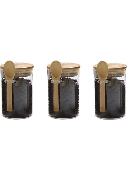 Bambu Kapakları ve Bambu Kaşıkları Ile Hava Geçirmez Cam Kavanozlar - Dekoratif ve Dayanıklı Cam Kutular Fasulye, Çay, Şeker, Fındık Tutar (Yurt Dışından)