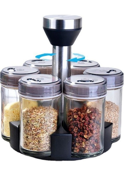 6-Jar Döner Spice Rack Organizatörü, Tezgah Tezgah Bitki ve Baharat Raf Organizatörü (Baharatlar Dahil Değil) (Yurt Dışından) fiyatları