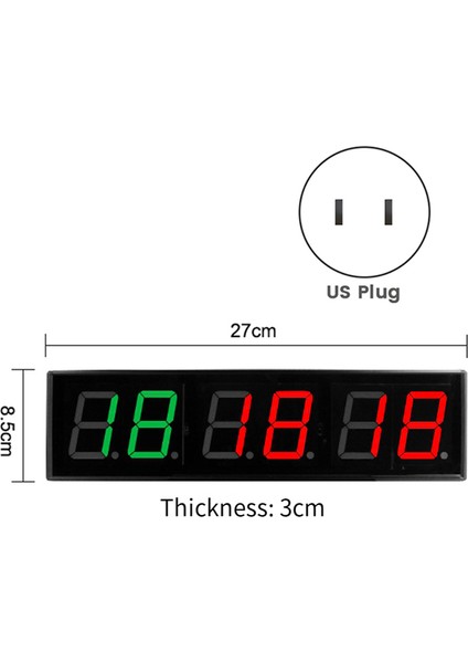 Ekran Gym Timer 1,5 Inç Basamaklar Sayma/yukarı Zamanlayıcı Boks Boks Boks Döngüsü Saati Durak Çarşamba Fitness Eğitimi Abd Fişi (Yurt Dışından) indirimleri