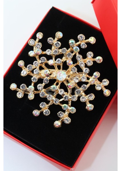 Gold Renk Çiçek Tomurcuğu Broş. Kristal Taşlı Tasarım Arı Broş. Yaka İğnesi Broş. Tomurcuk Broş.