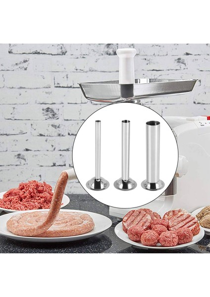 3pcs Paslanmaz Çelik Sosis Doldurucu Doldurma Tüpleri Huniler Nozullar Yedek Parça Dolgu Tüpü, Taban Çapı: 58MM (Yurt Dışından) fırsatları