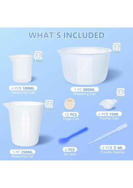 Reçine Için Silikon Ölçüm Kupaları, Reçine 600ML ve 250ML+ 100ML Silikon Bardak, Reçine Karıştırma Bardakları Ile Reçine Malzemeleri (Yurt Dışından) fiyatları