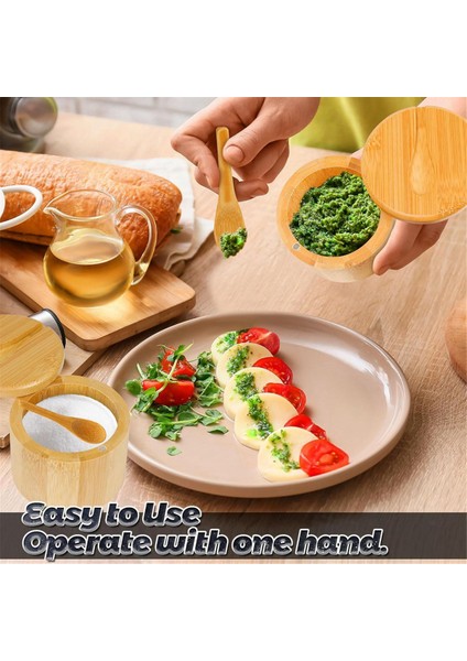 2pcs Bambu Tuz Mahzeni Biber, Sofra Tuzu, Gurme Tuzları, Baharat Için Manyetik Döner Kapak ve Kaşıklı Baharat Saklama Kutusu (Yurt Dışından) modelleri