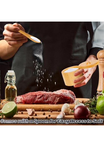 2pcs Bambu Tuz Mahzeni Biber, Sofra Tuzu, Gurme Tuzları, Baharat Için Manyetik Döner Kapak ve Kaşıklı Baharat Saklama Kutusu (Yurt Dışından) indirimleri