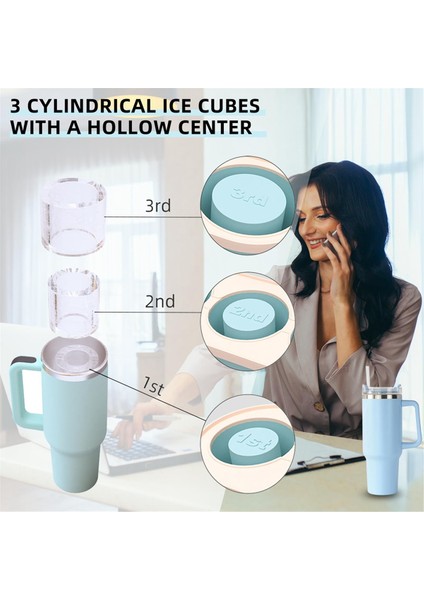 20-40 Oz Tumbler Için Kapaklı Silikon Buz Küpü Tepsisi, Kupa Için 3 Içi Boş Silindir Buz Küpü Kalıp, Yeniden Kullanılabilir Büyük A (Yurt Dışından) modelleri