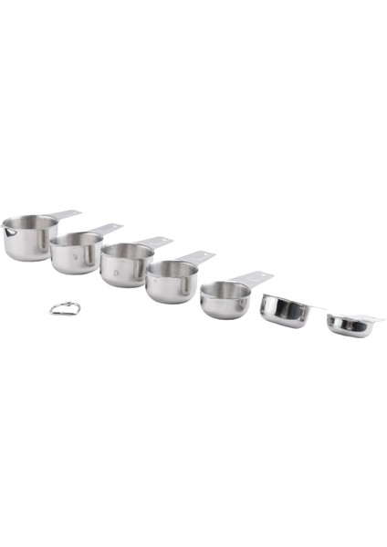 1/8 Su Bardağı Kahve Kepçesi Ile 7 Kişilik Bardak Seti, Paslanmaz Çelik Metal Ölçüm Fincanı, 7 Adet Yığılabilir Set (Yurt Dışından)