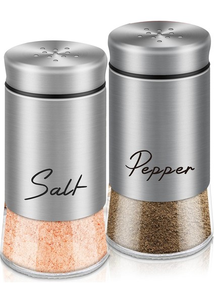 Tuz ve Karabiber Shakers Mutfak Aletleri Için Paslanmaz Çelik Kapaklı Seti Pişirme Baharat Dispenser-B (Yurt Dışından)
